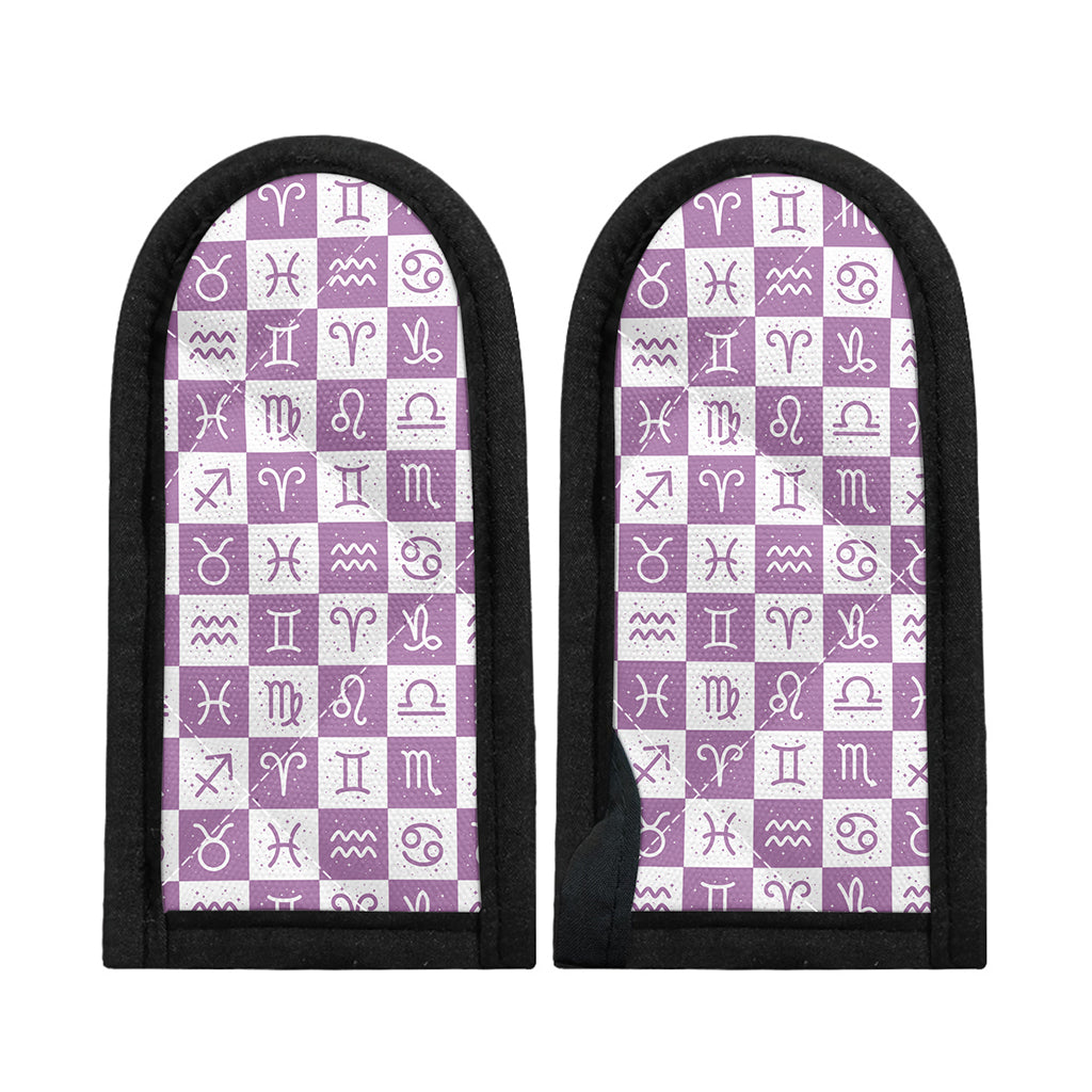 White And Purple Zodiac Signs Print Skillet Handle Cover