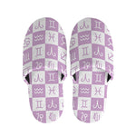White And Purple Zodiac Signs Print Slippers