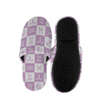 White And Purple Zodiac Signs Print Slippers