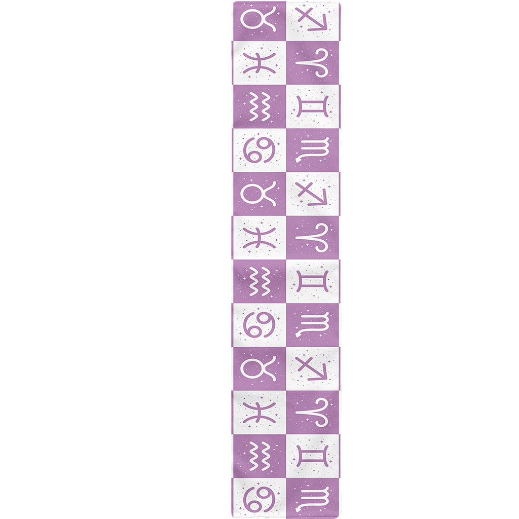 White And Purple Zodiac Signs Print Table Runner
