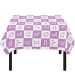 White And Purple Zodiac Signs Print Tablecloth