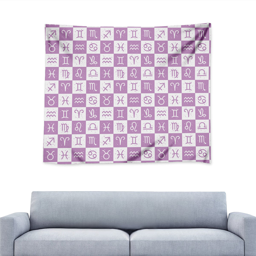 White And Purple Zodiac Signs Print Tapestry