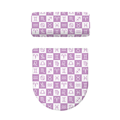 White And Purple Zodiac Signs Print Toilet Lid And Tank Cover Set