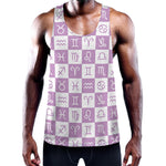 White And Purple Zodiac Signs Print Training Tank Top
