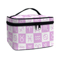 White And Purple Zodiac Signs Print Travel Makeup Bag