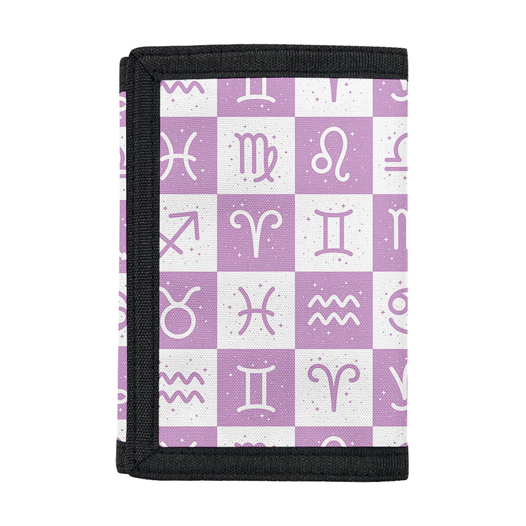 White And Purple Zodiac Signs Print Trifold Wallet