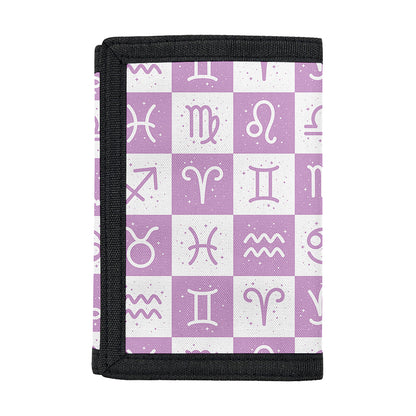 White And Purple Zodiac Signs Print Trifold Wallet