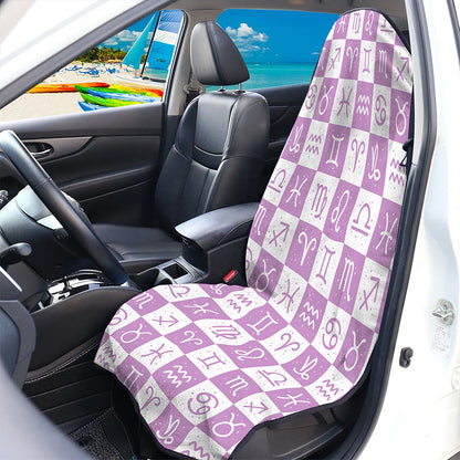 White And Purple Zodiac Signs Print Waterproof Car Seat Cover