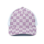 White And Purple Zodiac Signs Print White Mesh Trucker Cap