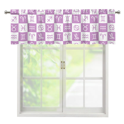 White And Purple Zodiac Signs Print Window Valance