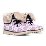 White And Purple Zodiac Signs Print Winter Boots