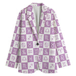 White And Purple Zodiac Signs Print Women's Blazer