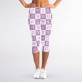 White And Purple Zodiac Signs Print Women's Capri Leggings