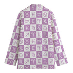 White And Purple Zodiac Signs Print Women's Cotton Blazer