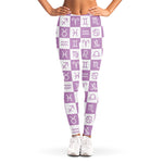 White And Purple Zodiac Signs Print Women's Leggings