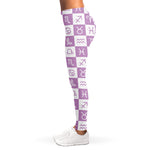 White And Purple Zodiac Signs Print Women's Leggings