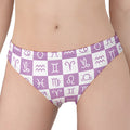 White And Purple Zodiac Signs Print Women's Panties