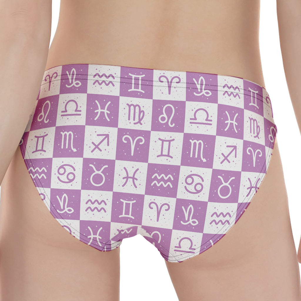 White And Purple Zodiac Signs Print Women's Panties