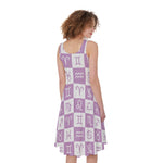 White And Purple Zodiac Signs Print Women's Sleeveless Dress