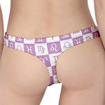 White And Purple Zodiac Signs Print Women's Thong