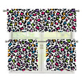 White And Rainbow Leopard Print 3 Piece Kitchen Curtains