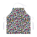 White And Rainbow Leopard Print Adjustable Apron