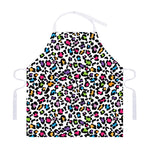 White And Rainbow Leopard Print Adjustable Apron