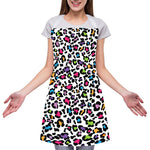 White And Rainbow Leopard Print Adjustable Apron