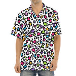 White And Rainbow Leopard Print Aloha Shirt