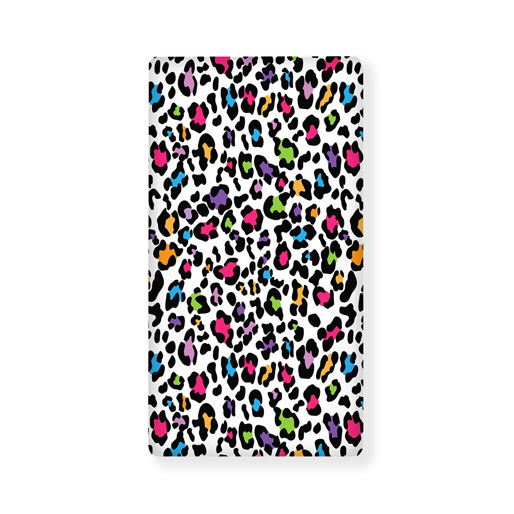 White And Rainbow Leopard Print Baby Crib Sheet