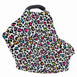 White And Rainbow Leopard Print Baby Seat Cover
