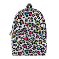 White And Rainbow Leopard Print School Backpack