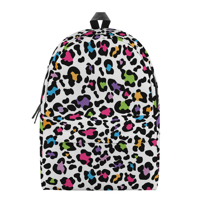 White And Rainbow Leopard Print Backpack