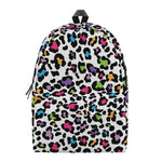 White And Rainbow Leopard Print Backpack