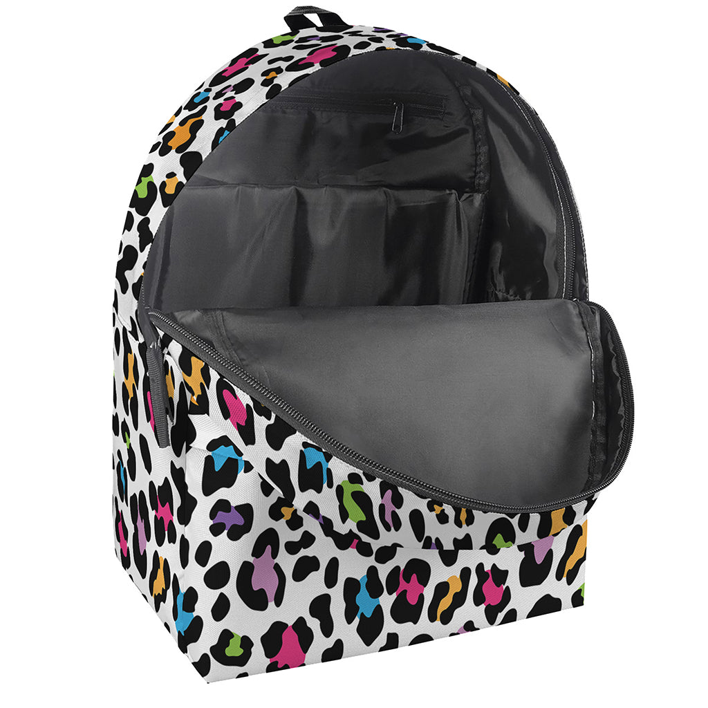 White And Rainbow Leopard Print Backpack
