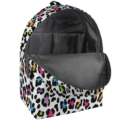 White And Rainbow Leopard Print Backpack