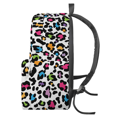 White And Rainbow Leopard Print Backpack