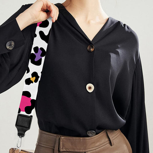 White And Rainbow Leopard Print Bag Strap
