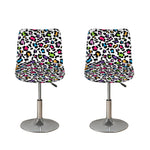 White And Rainbow Leopard Print Bar Stool Covers