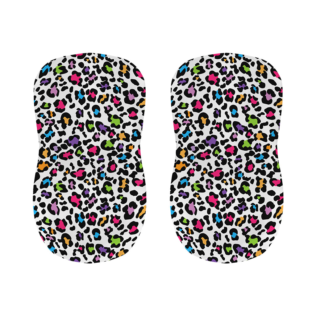 White And Rainbow Leopard Print Bar Stool Covers