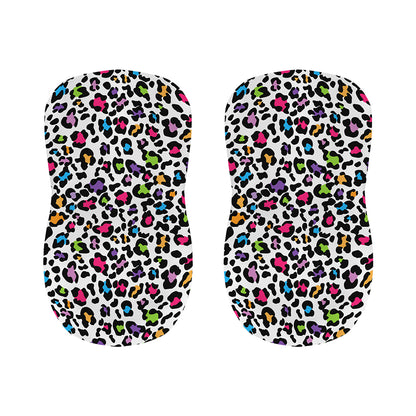 White And Rainbow Leopard Print Bar Stool Covers