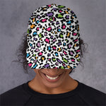White And Rainbow Leopard Print Baseball Cap