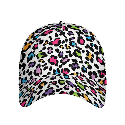 White And Rainbow Leopard Print Baseball Cap