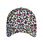 White And Rainbow Leopard Print Baseball Cap