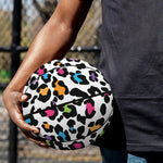 White And Rainbow Leopard Print Basketball
