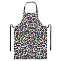 White And Rainbow Leopard Print Bib Apron With Pocket