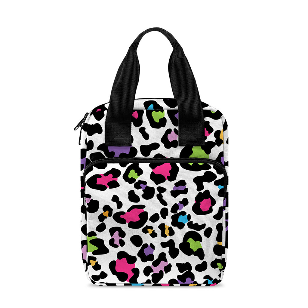 White And Rainbow Leopard Print Bible Tote Bag