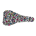 White And Rainbow Leopard Print Bicycle Seat Cover