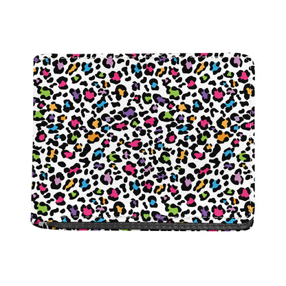 White And Rainbow Leopard Print Bifold Wallet