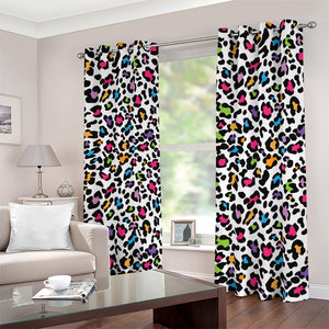 White And Rainbow Leopard Print Blackout Grommet Curtains